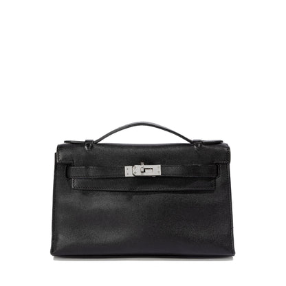 Hermès Kelly Pochette Black Swift PHW Bag