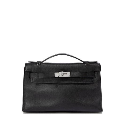Hermès Kelly Pochette Black Swift PHW Bag