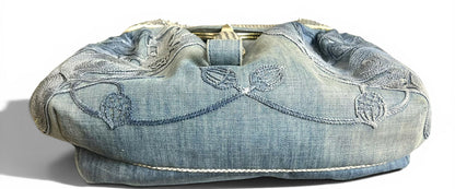 Vintage Fendi 2006 SS Limited Edition Blue Denim Squirrel Embroidered Spy Bag