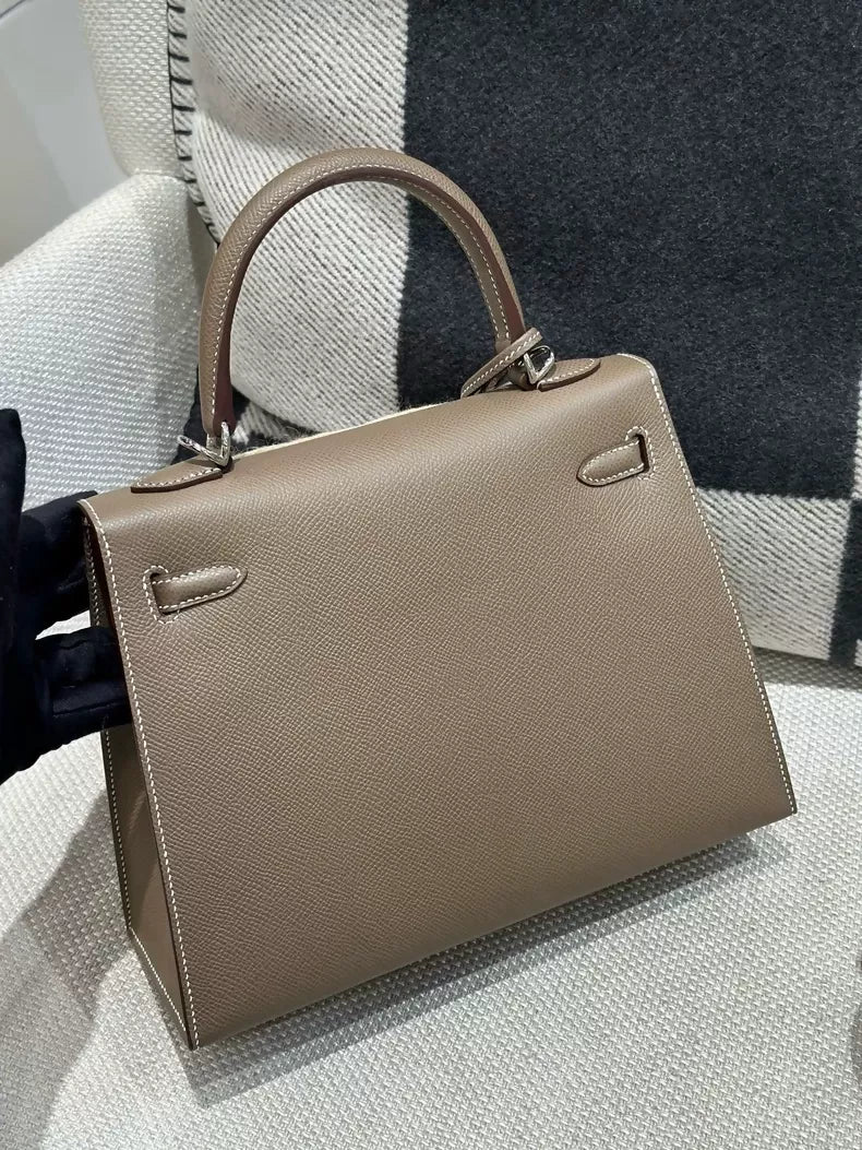 Hermes Kelly 25 Elephant Grey Epsom Leather palladium hardware