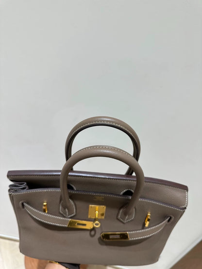 Hermes Birkin 30 Etoupe Togo Leather gold hardware