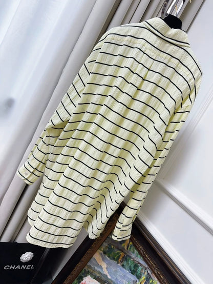 Chanel 25S Light Yellow Striped shirt