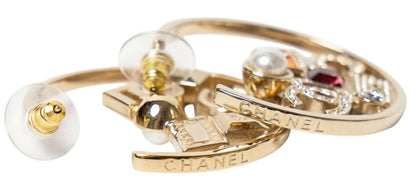 Chanel 2023 Multicolor Gold N 5 Timeless Large Hoop Earrings
