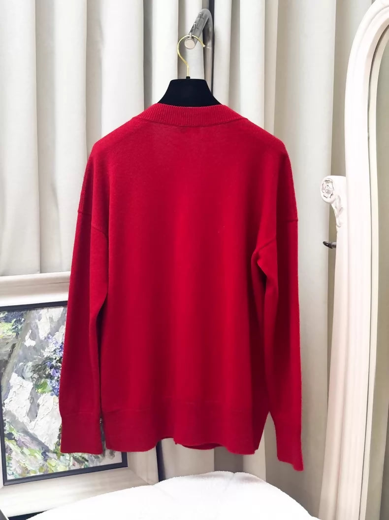 Chanel 23C red cashmere cardigan