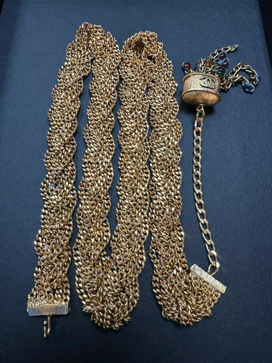 Chanel Vintage 2003 Gripoix & Gold-Plated Tassel Small Colored Bead Waist Chain