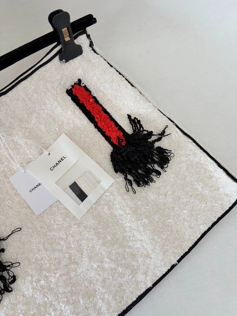 Chanel 26S Red and White Fringe Skirt