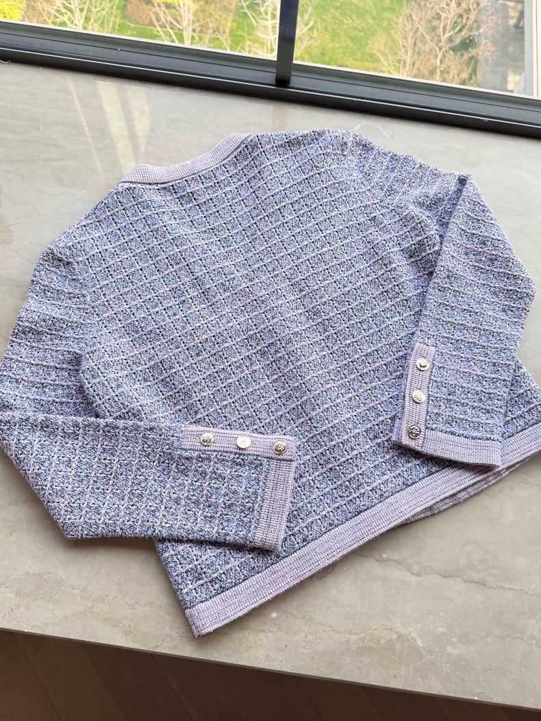Chanel 25B Blue-purple Classic Knit cardigan