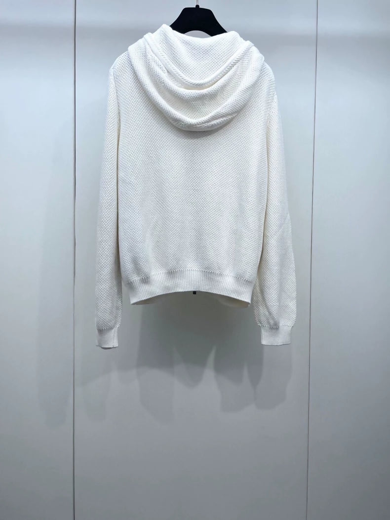Loro Piana cream-white zip-up hoodie