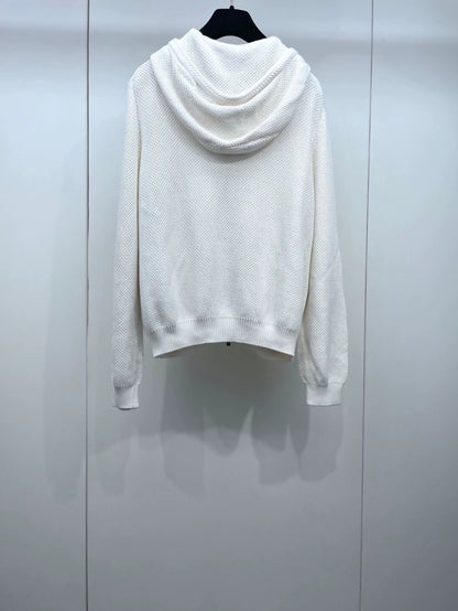 Loro Piana cream-white zip-up hoodie