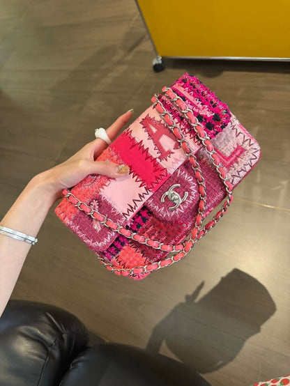 Rare Chanel bag in pink denim patchwork (CF)