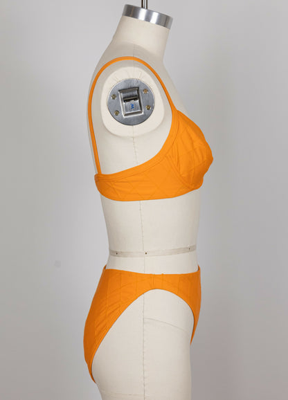 Chanel 1994 Cruise Vintage Orange Logo Quilted Bikini