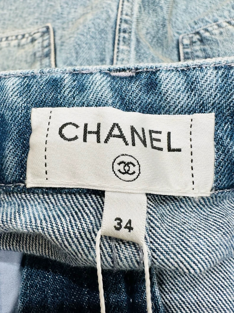 Chanel 26p blue denim shorts