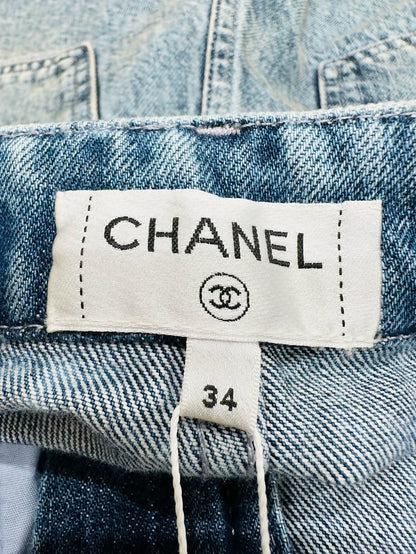 Chanel 26p blue denim shorts