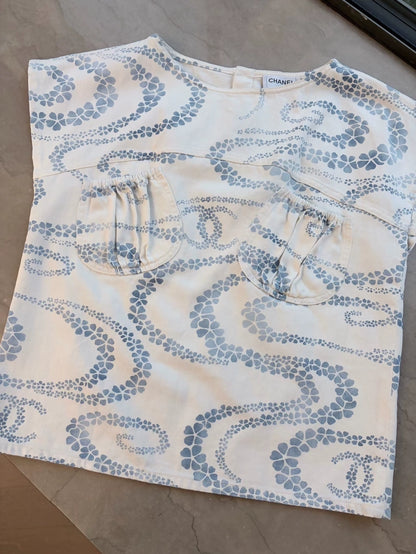 Chanel 25M Denim blue white T-Shirt