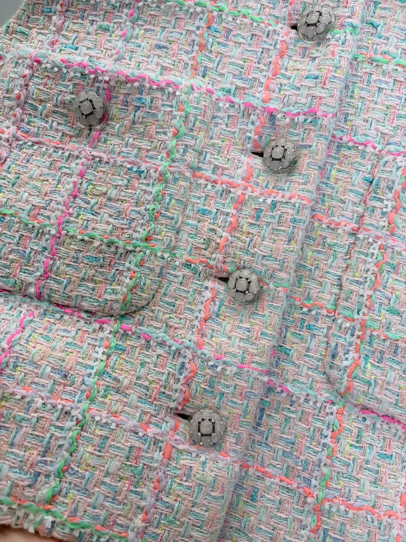 Chanel 24C pink multicolour tweed Vest