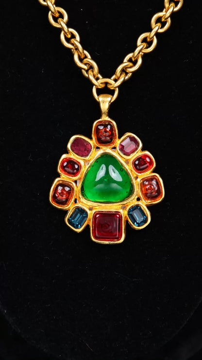 Chanel 1991 Colored Glass Pendant Necklace