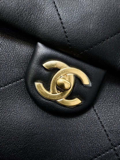 Chanel 25K black calfskin Maxi hobo bag