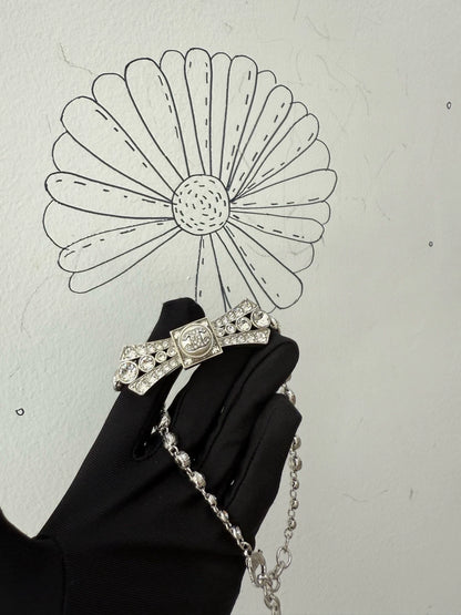 Chanel 23S bow large rhinestone choker necklace
