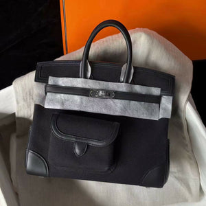 Hermès Birkin 25 Cargo Noir (Black) Canvas / Swift Leather with Palladium Hardware