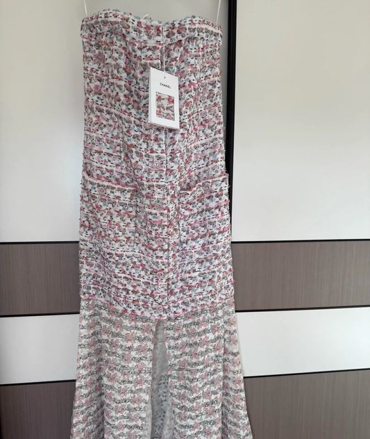 Chanel 23C pink tweed dress