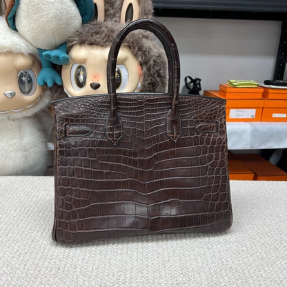 Hermès Birkin 30 ebony matte crocodile leather gold hardware