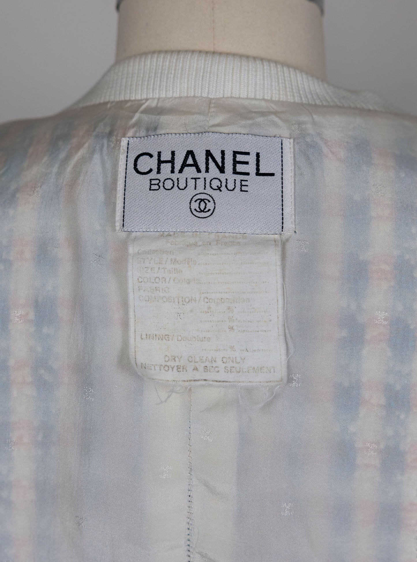 Chanel 1992 Spring/Summer Vintage Blue Tweed Skirt Set