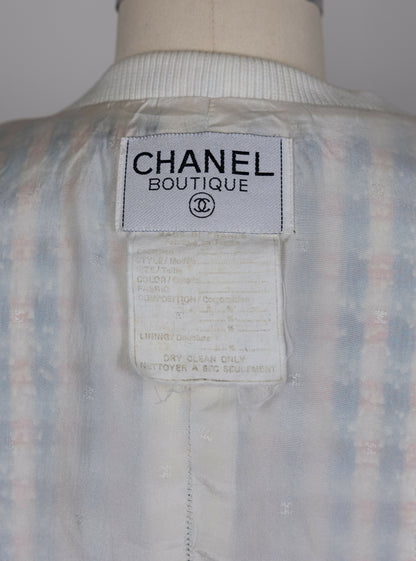 Chanel 1992 Spring/Summer Vintage Blue Tweed Skirt Set