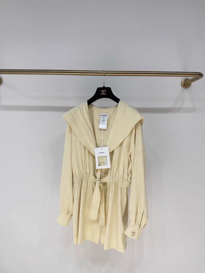 Chanel 23s pale yellow silk cardigan