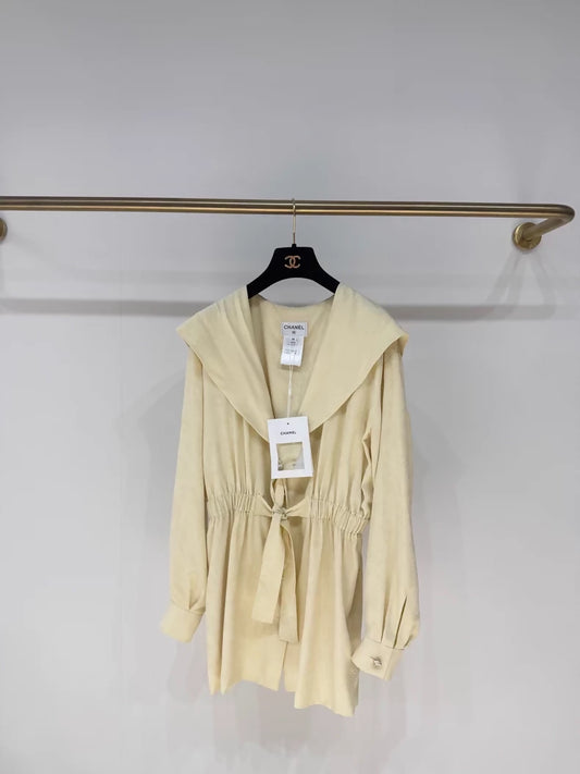 Chanel 23s pale yellow silk cardigan