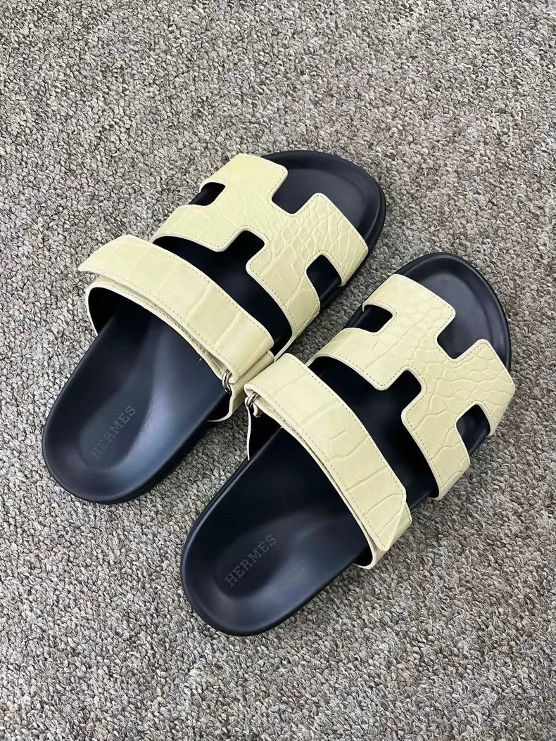 Hermes matte crocodile slippers