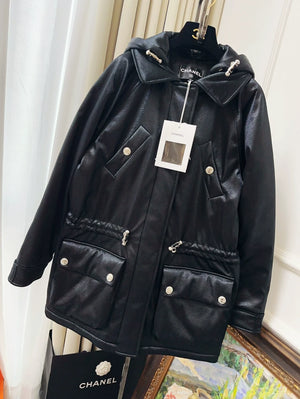 Chanel 23N ski series black hooded down jacket