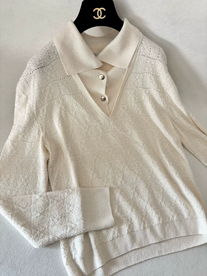 Chanel 26P off-white polo shirt