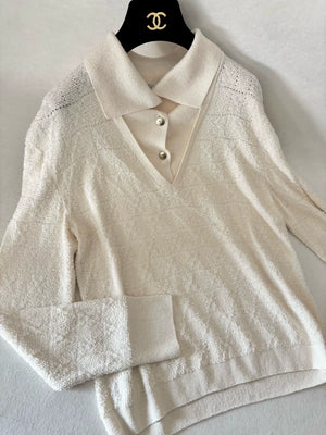 Chanel 26P off-white polo shirt