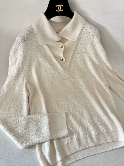 Chanel 26P off-white polo shirt