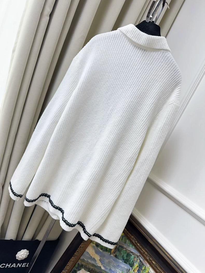 Chanel 23C No. 5 white cardigan