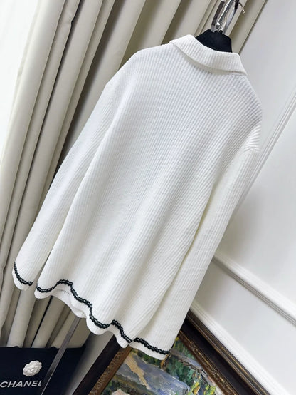 Chanel 23C No. 5 white cardigan