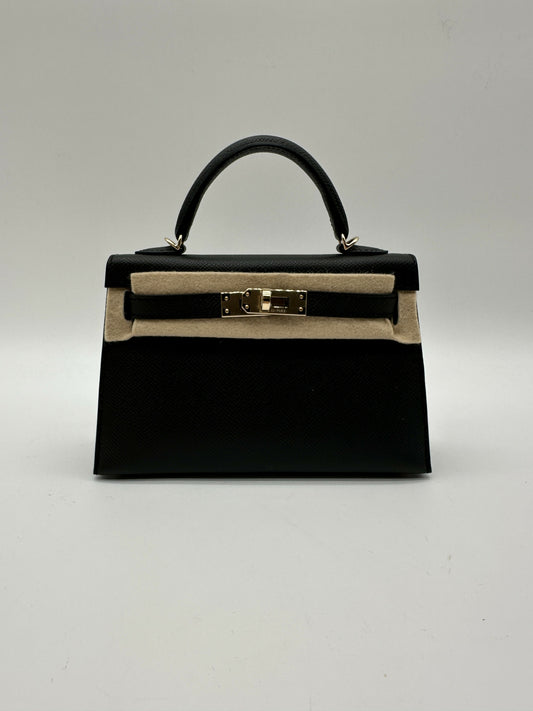 Hermès K20 HSS black verso gris perle champagne hardware K