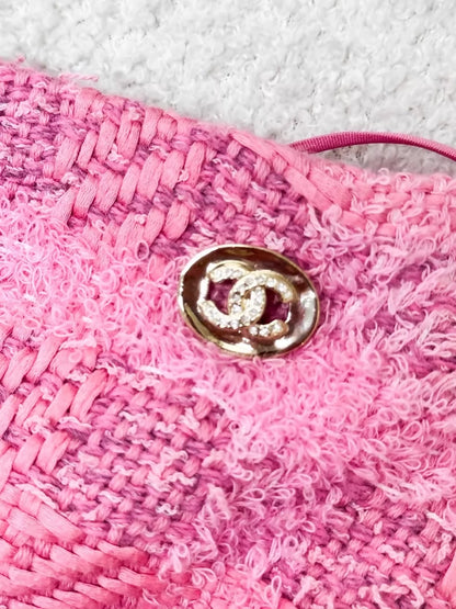 Chanel 24P pink striped tweed skirt