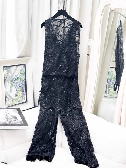 Chanel 11A black sequin lace jumpsuit – Wararni.com Chanel 11A black sequin lace jumpsuit – Wararni.com