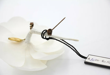 Chanel Vintage 81-85 Silk Small Size White Camellia Brooch