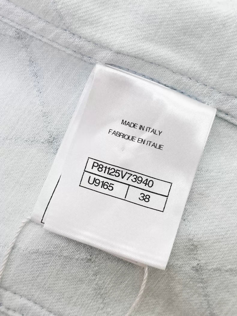 Chanel 26M light blue quilted denim dress