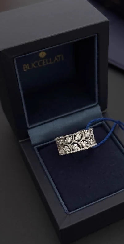 Buccellati Diamond Ring, 18K White Gold, Size 52 (EU)