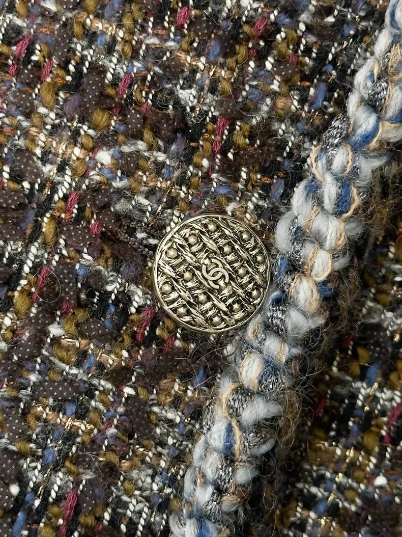 Chanel 17k brown mixed-color tweed dress/jacket