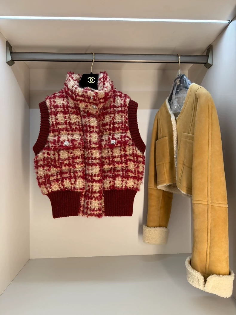 Chanel 24N ski collection's red/beige down vest