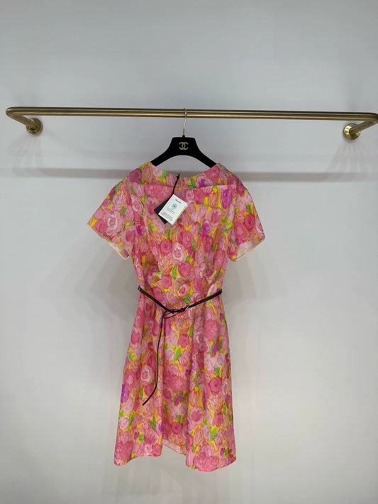 Prada Autumn/Winter 2025 belted dress in printed silk blend