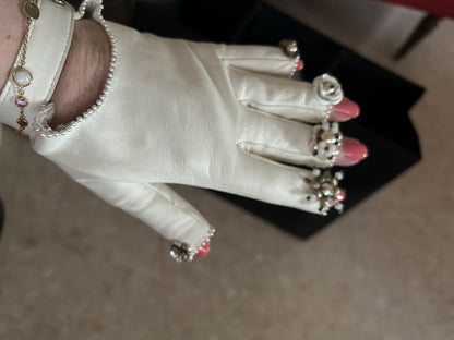 Chanel white fingerless gloves