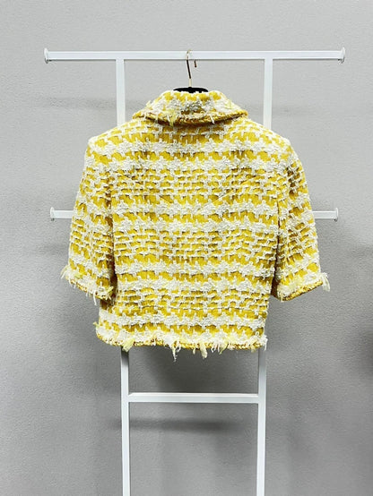 Chanel 18s m yellow tweed jacket