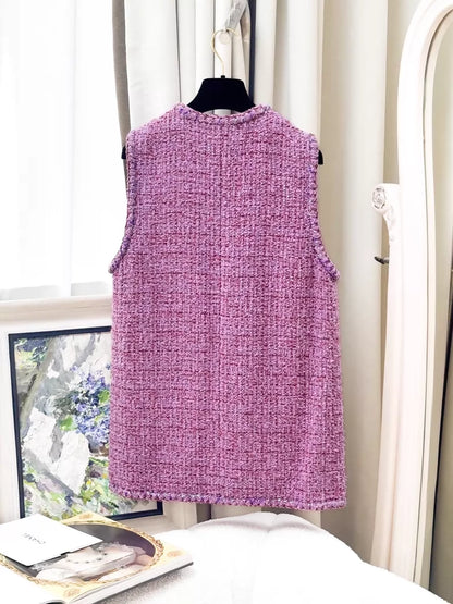 Chanel 22P pink tweed vest cardigan
