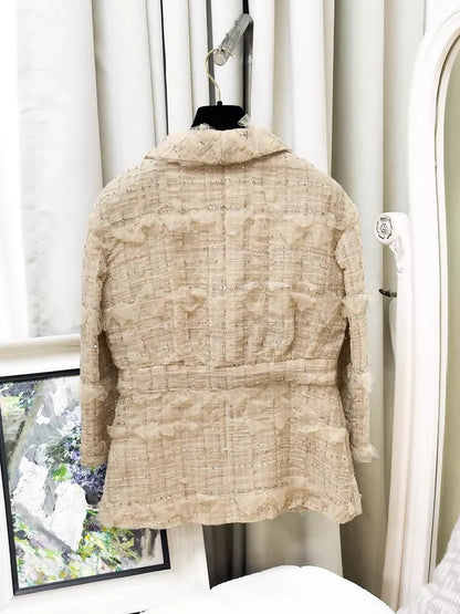Chanel 12S beige embroidered bow tweed jacket & dress set
