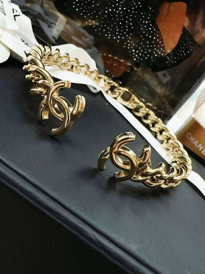 Chanel 22c Gold Chain Double C Logo Choker Necklace